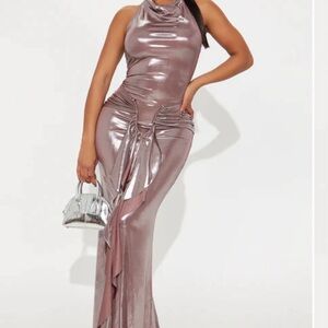 Fashion Nova Metallic Rose Maxi Dress